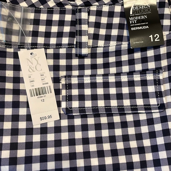 NY&C Modern Fit Bermuda Short, checkered/gingham blue, SZ 12 - Picture 2 of 4
